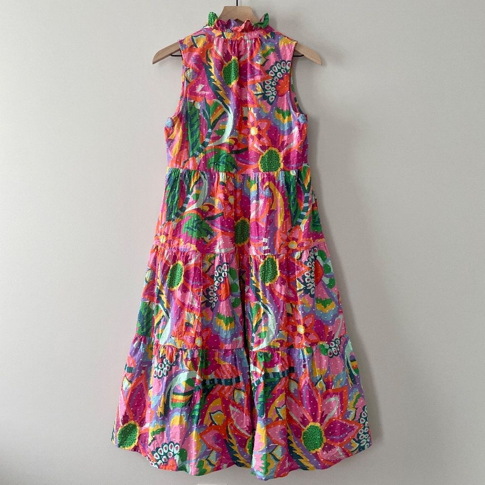 Tuckernuck Crosby by Mollie Burch Colorful Floral Wesley Midi Dress Heatwave XS - Picture 6 of 12